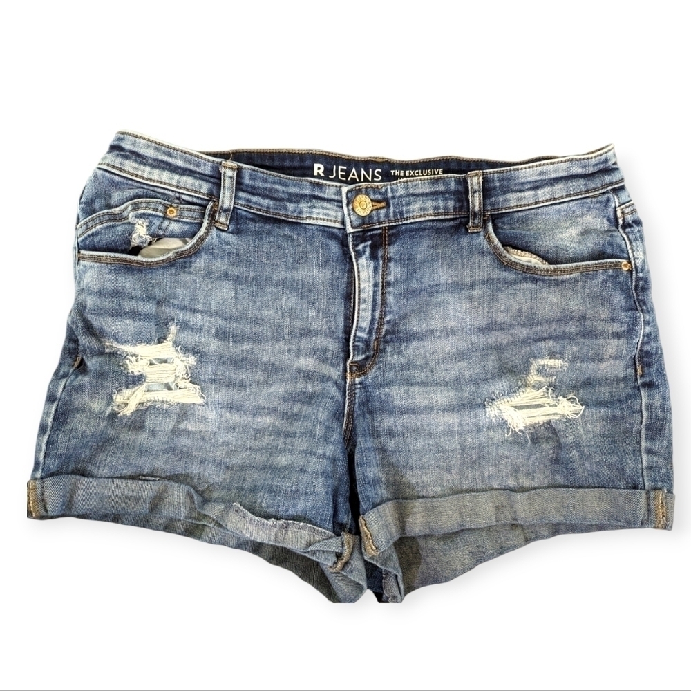 Women's Denim Shorts Size 32 Waist Distressed Jean Shorts by Reitmans